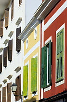 Windows and shutters, buildings details, Mahon, Menorca Island, Balearic Islands, Spain