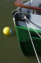 Bow of moored boat, Bristol Floating Harbour, August 2008