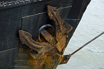 Rusting anchor of ship, Bristol Floating Harbour, UK