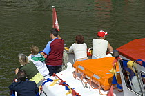 Ferry passengers looking over the bows at the Bristol Harbour Festival, August 2008