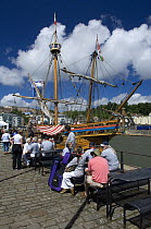 Crowds visit the replica of John Cabot's "Matthew" in Bristol during the Harbour Festival, August 2008