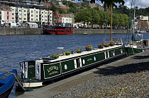 Narrowboat moored in Bristol Harbour, Summer 2008