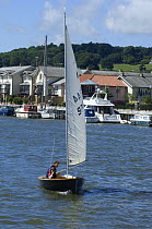 Father and son sailing a dinghy in Bristol Harbour, August 2008