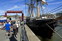 Spectators by the "Kaskelot" sailing ship at the Bristol Harbour Festival, August 2008