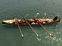Dartmouth ladies crew in their gig "Lightning" at the 19th World Pilot Gig Championships, Isles of Scilly, May 2008