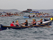 Truro ladies crew racing in their gig ^Royal^ at the 19th World Pilot Gig Championships, Isles of Scilly, May 2008