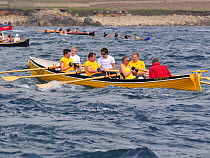 Porthleven men's crew racing in their gig "Energetic" at the 19th World Pilot Gig Championships, Isles of Scilly, May 2008