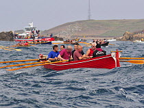Clovelly men's crew racing at the 19th World Pilot Gig Championships, Isles of Scilly, May 2008
