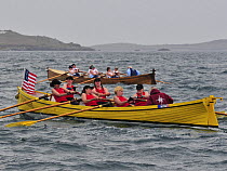 USA's ladies crew racing borrowed gig "Lyonesse" at the 19th World Pilot Gig Championships, Isles of Scilly, May 2008