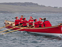 Roseland ladies crew racing at the 19th World Pilot Gig Championships, Isles of Scilly, May 2008
