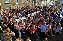 Crowds celebrating at the awards ceremony of the 19th World Pilot Gig Championships, Isles of Scilly, May 2008
