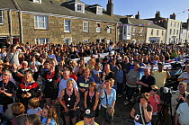 Crowds celebrating at the awards ceremony of the 19th World Pilot Gig Championships, Isles of Scilly, May 2008