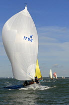 "Sinbad" under sail during Round the Island Race, The British Classic Yacht Club Regatta, Cowes Classic Week, July 2008