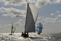 "Josephine" under sail during Round the Island Race, The British Classic Yacht Club Regatta, Cowes Classic Week, July 2008