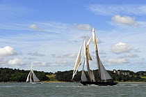 "Mariette" and "Lady Anne" under sail during Round the Island Race, The British Classic Yacht Club Regatta, Cowes Classic Week, July 2008