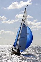 "Sensa" under sail during Round the Island Race, The British Classic Yacht Club Regatta, Cowes Classic Week, July 2008