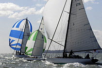 "Patriot", "Clarion of Wight and "Josephine" under sail during Round the Island Race, The British Classic Yacht Club Regatta, Cowes Classic Week, July 2008
