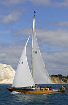 "Charm of Rhu" under sail during Round the Island Race, The British Classic Yacht Club Regatta, Cowes Classic Week, July 2008
