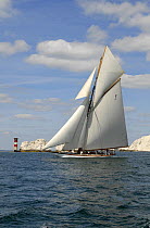 "Mariquita" sailing past the Needles Lighthouse during Round the Island Race, The British Classic Yacht Club Regatta, Cowes Classic Week, July 2008