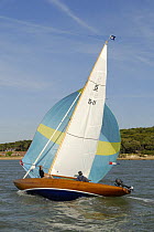 "Sensa" under sail during Round the Island Race, The British Classic Yacht Club Regatta, Cowes Classic Week, July 2008