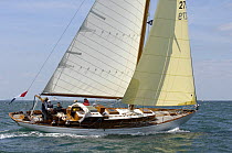 "Josephine" under sail during Round the Island Race, The British Classic Yacht Club Regatta, Cowes Classic Week, July 2008