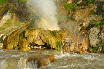 Rainbow above the Malachite Grotto, Valley of the Geysers, Kronotsky Zapovednik, Kamchatka, Far East Russia, June 2006 (one year before the landslide which caused this cave to be flooded and disappear...