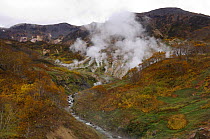 Autumn on the Geyser River, Valley of the Geysers, Kronotsky Zapovednik, Kamchatka, Far East Russia October 2005, (nearly two years before a landslide on June 3, 2007 changed the face of the valley)