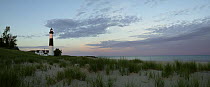 Big Sable Lighthouse on Big Sable Point at dawn, Lake Michigan shoreline, Michigan, USA