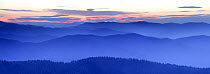 Pre-dawn sky and mist over Clingmans Dome, Great Smoky Mountains National Park, Tennessee, USA