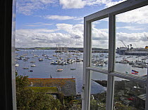 View from window over Falmouth Harbour, Cornwall, UK