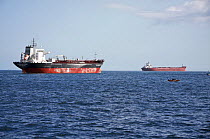 Tankers off Falmouth Harbour, Cornwall, UK