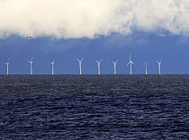Offshore windfarm, Liverpool Bay, Irish Sea, UK.