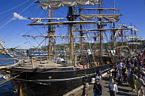 Tall ship moored in Port de Rosmeur, at the Douarnenez Maritime Festival, France, July 2008