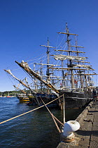 Tall ships moored in Port de Rosmeur for the Douarnenez Maritime Festival, France, July 2008