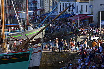 Boats and crowds in Port de Rosmeur for the Douarnenez Maritime Festival, France, July 2008