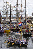 Traditional boats in the harbour at Tuna Douarnenez Maritime Festival, France, July 2008