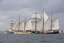 Tall ships under sail at Douarnenez Maritime Festival, France, July 2008