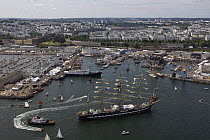 Four masted barque "Kruzenshtern" entering port, Douarnenez Maritime Festival, France, July 2008