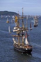 Three masted barque "Kaskelot", The Grand Parade at Douarnenez Maritime Festival, France, July 2008
