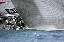 Team Alinghi racing at America's Cup (Louis Vuitton Act 13), Valencia, Spain. May 2007.