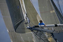 Bowman on "Windrose" bowsprit, Antigua Classic Yacht Regatta, April 2005