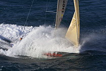 Single-handed Thomas Rouxel sailing Figaro yacht, March 2008