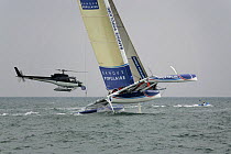 Trimaran and helicopter at Orma Multihull Championship, September 2005