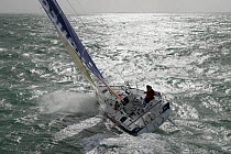 Nicolas Troussel sailing "Financo" in Figaro Transatlantic BPE trophy race, March 2007