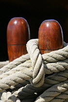 Rope detail on schooner "Goelette", Douarnenez International Maritime Festival, July 2006