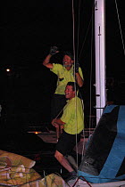 Laurent Pellecuer and Jean-Paul Mouren, celebrating victory in St Barths after Transatlantic  AG2R, May 2008