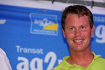 Laurent Pellecuer celebrating victory in St Barths after Transatlantic  AG2R, May 2008