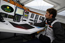 Arnaud Boissieres working aboard 60ft "Akena" during Transatlantic Jaques Vabre, September 2007