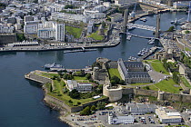 La Penfield Maritime prefecture and museum and Pont (bridge) de Recouvrance. Brest, France 2005