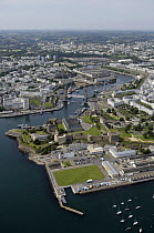 La Penfield Maritime prefecture and museum and Pont (bridge) de Recouvrance. Brest, France 2005